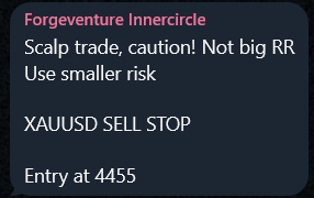 XAUUSD SELL STOP scalp · entry 4455