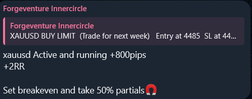 XAUUSD Active +800pips · +2RR breakeven